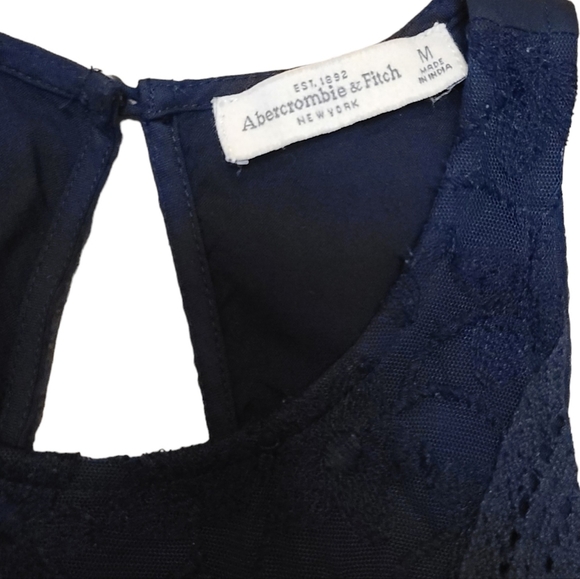 Abercrombie & Fitch Halter Navy Lace Chiffon Tiered Dress Lined Size medium - Picture 12 of 14